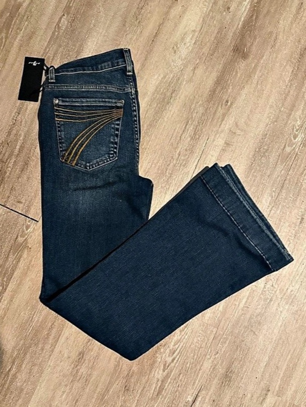 7 For All Mankind Tailorless Dojo in Cambridge Bootcut Jeans Blue Waist 26